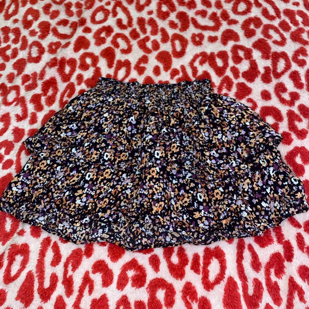 Forever 21 Black and Brown Floral Mini Skirt